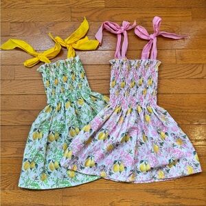 Floral Italian Lemon Pink and Green Tie Dresses